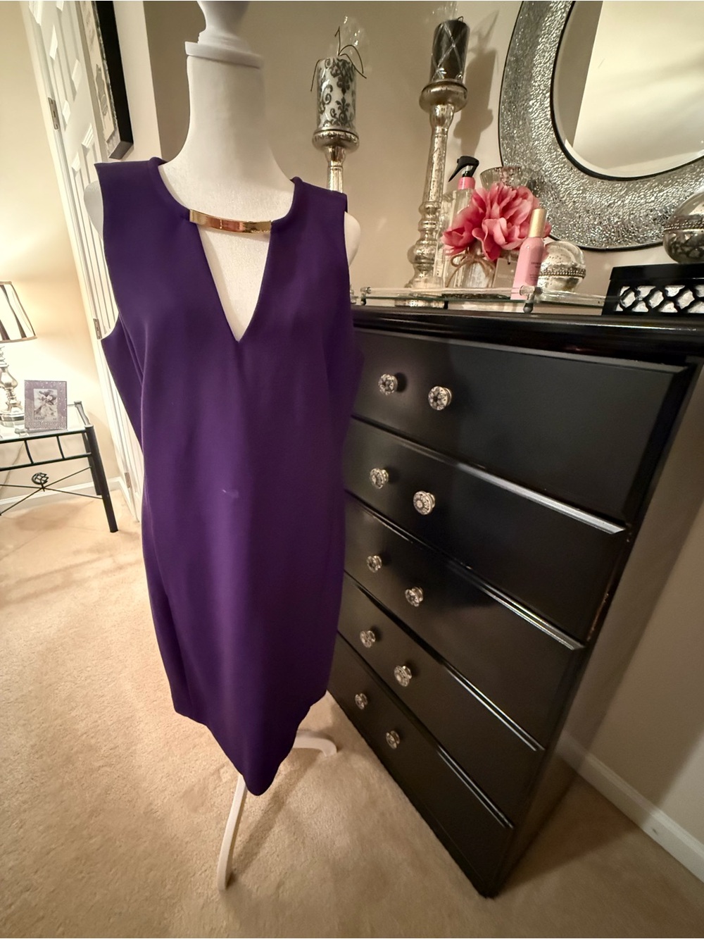 Michael Kors Purple V-Neck Dress